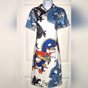 Dragon Print Cheongsam Dress